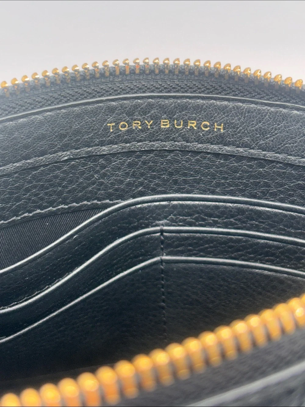 Tory Burch Black Pebbled Leather Crossbody with Gold Logo